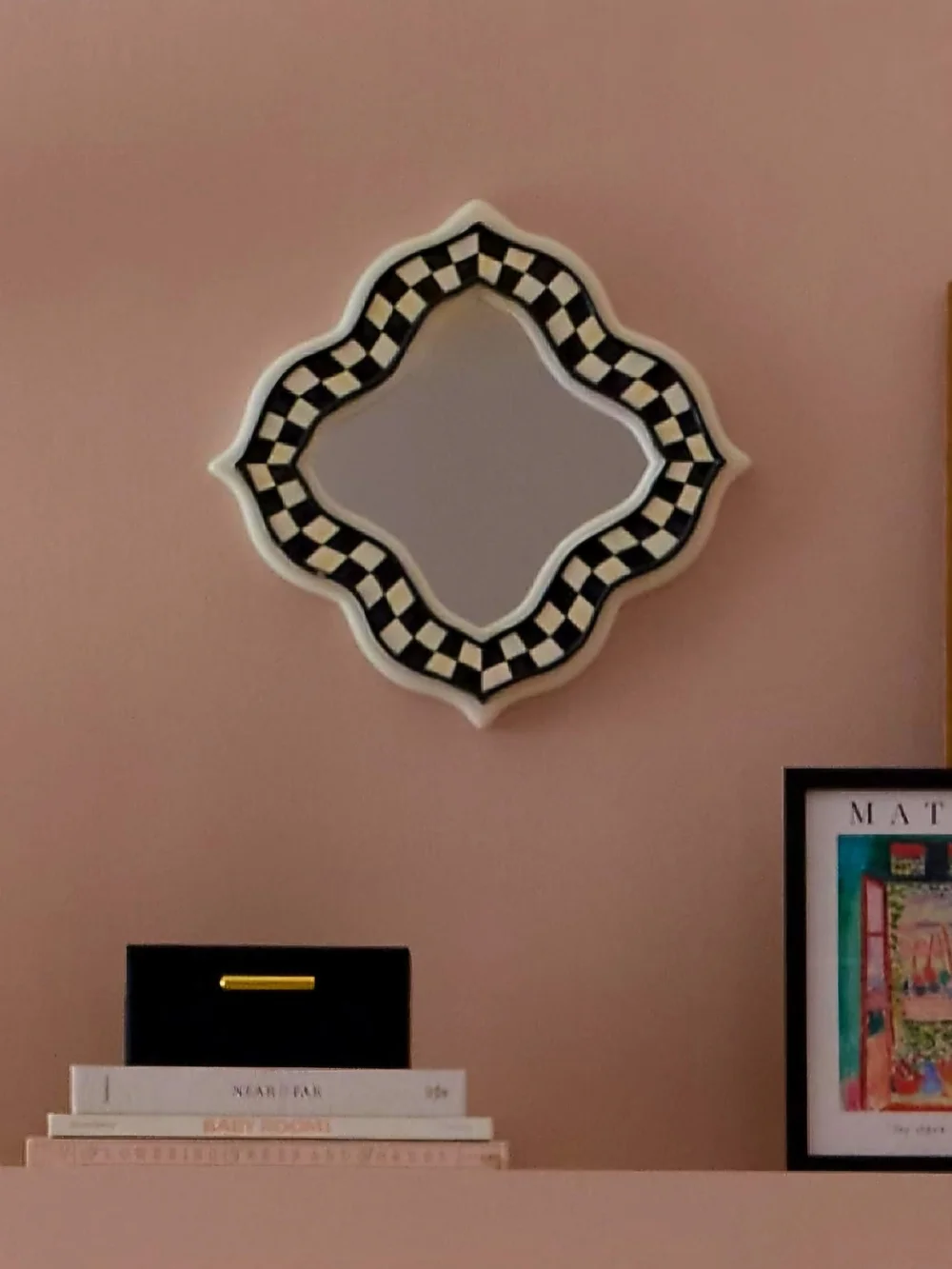NEW MACKENZIE-CHILDS Quatriflower Wall Mirror, Diamond Mirror Wall Decor. 14×14